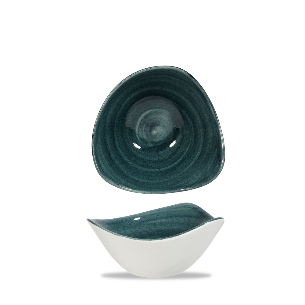 Churchill Super Vitrified Stonecast Patina Rustic Teal Bowl Dreieck, 15,3 cm / 26 cl, 12 Stück, Rustikales Blaugrün