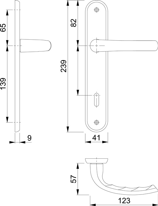 Langschildgarnitur Tôkyô M1710RH/265 MS F41-R OB 72mm DIN L/R HOPPE