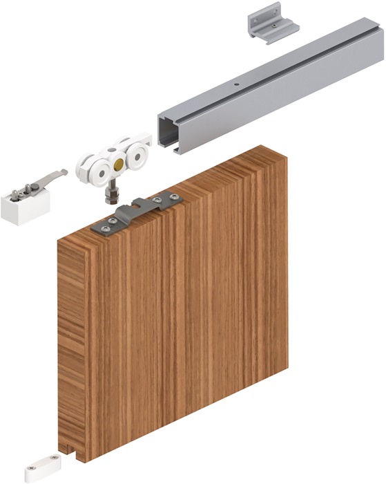 HELM Schiebetürsystem 2100 mm EV1 eloxiert Holztüren