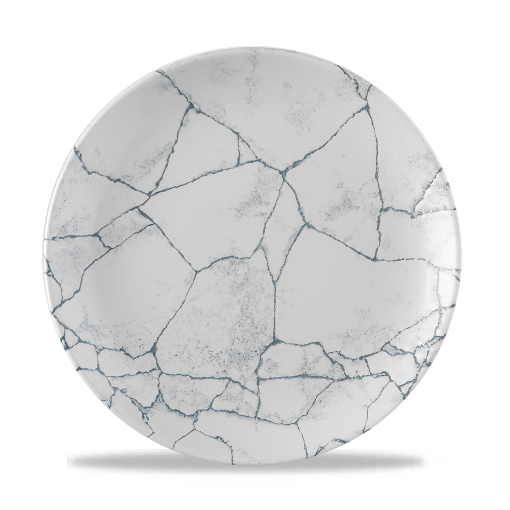 Churchill Super Vitrified Studio Prints Kintsugi Perlgrau Flache Coup Teller, 26 cm, 12 Stück