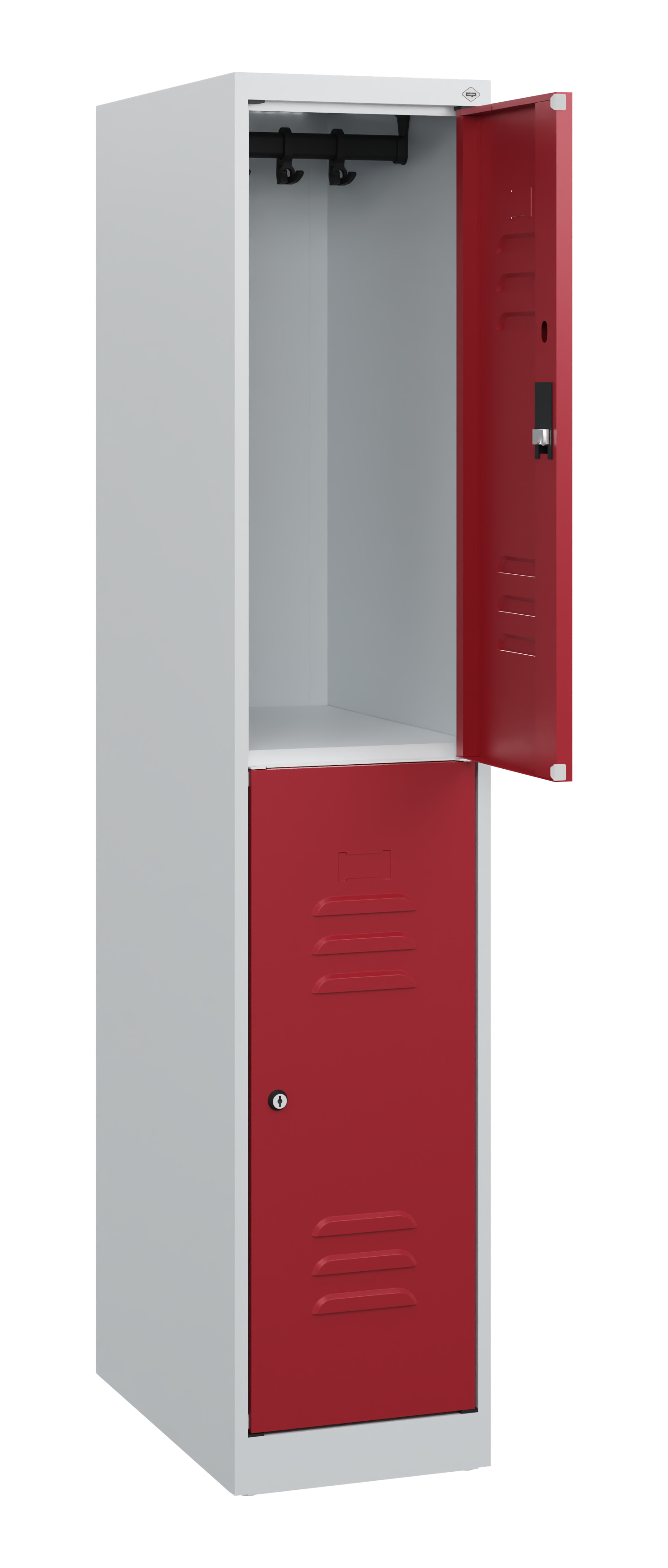 C+P Doppelstock-Spind Classic PLUS, 1 Abteil, 1530x300x500mm, 7035/3003