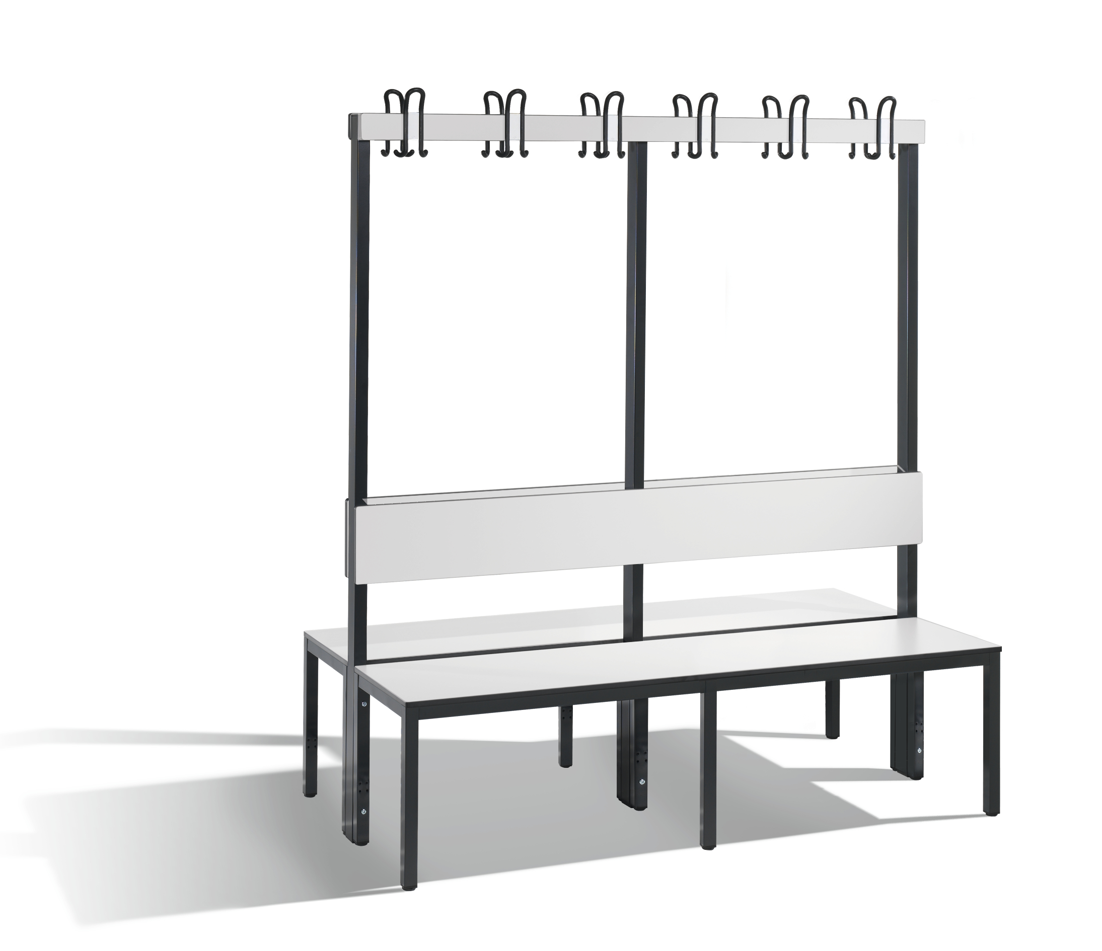 C+P Doppelseitige Garderobenbank mit Rückenlehne, Basic Plus, H1650xB1500xT760mm