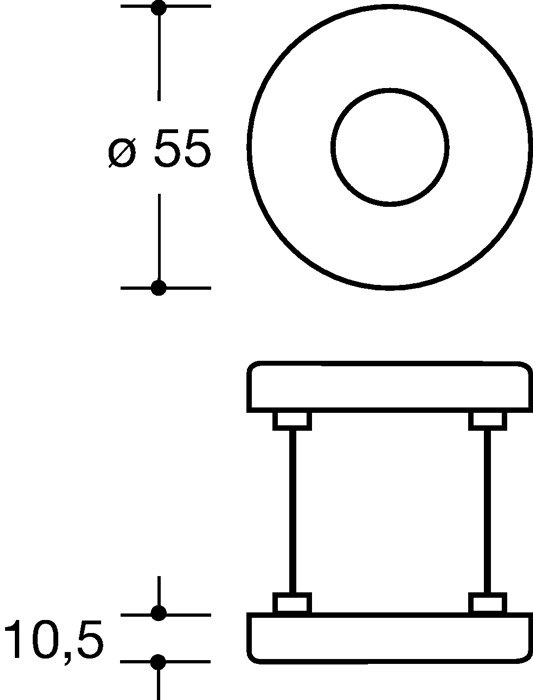 Drückerrosetten-Paar 305.23PBR 99 Ku.99 Schildst.10,5mm rd.rd.HEWI