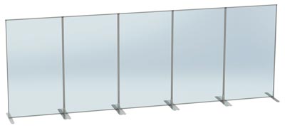Stellwand, BxH 1000x1800mm, Flachfuß, 5mm Acrylglas, glasklar