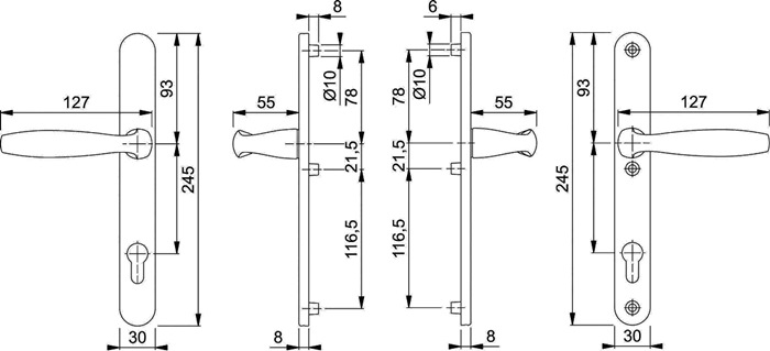 Profil-Garnitur NY 1810/3346 Alu.F1 PZ f.TS 57-62mm HOPPE