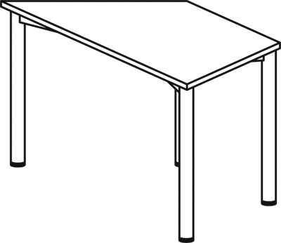 Konferenztisch, BxTxH 800/1600x693x720 mm, Trapezform, 4-Fuß-Gestell, Platten-/Gestellfarbe ahorn/silber