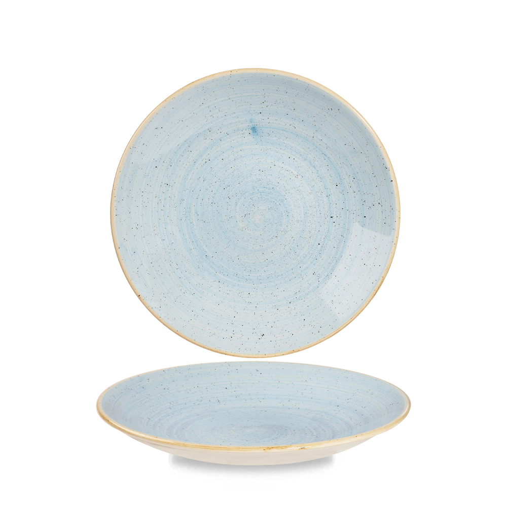 Churchill Super Vitrified Stonecast Duck Egg Teller Tief Coup 22cm, 12 Stück, Entenei Blau, Rund