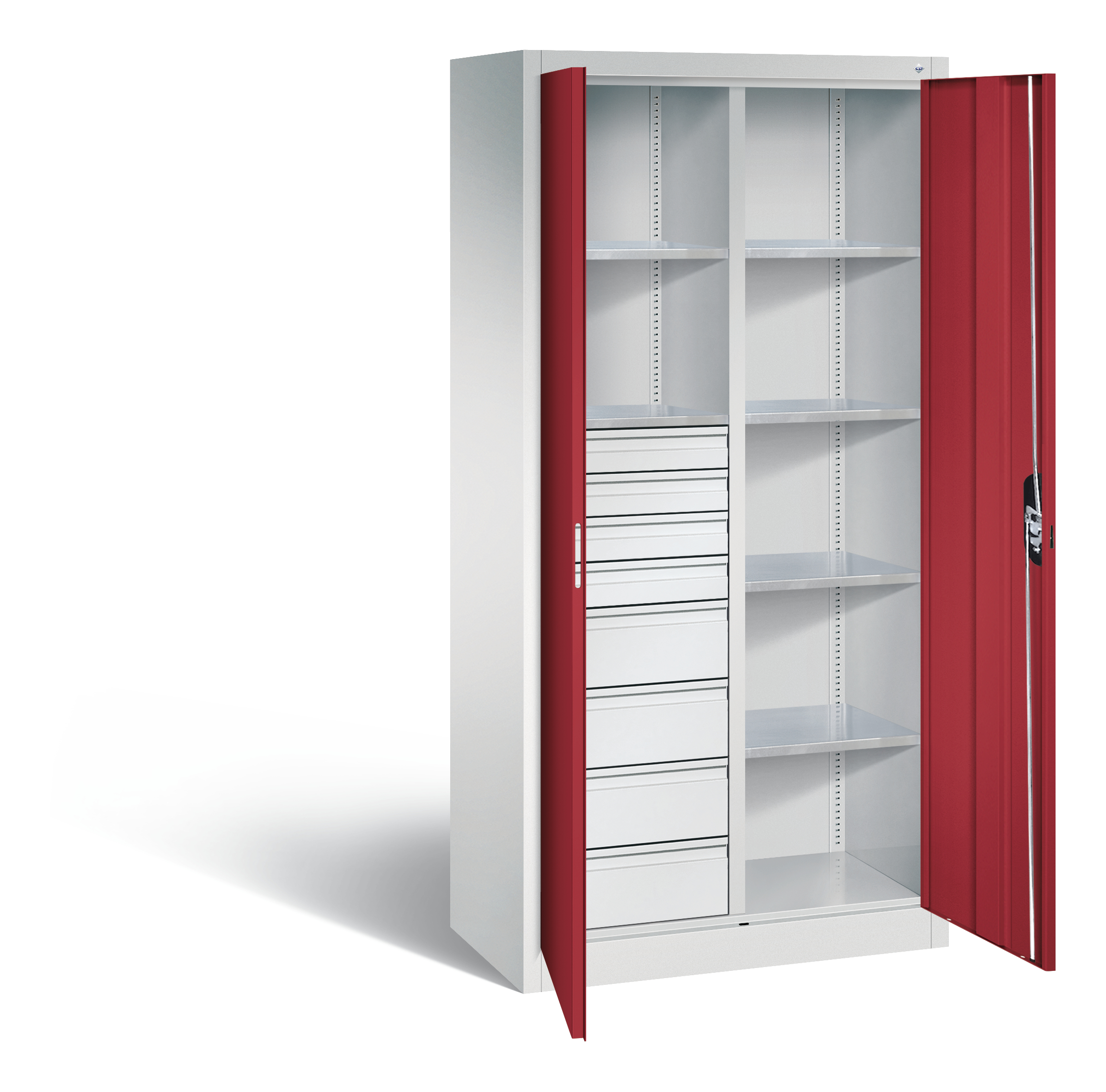 C+P Flügeltürenschrank Acurado, H1950xB930xT500mm, 7035/3003