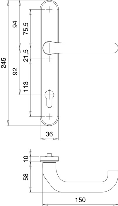 Profiltürgarnitur Kronos 1300/0035 Alu.F12 PZ EDI