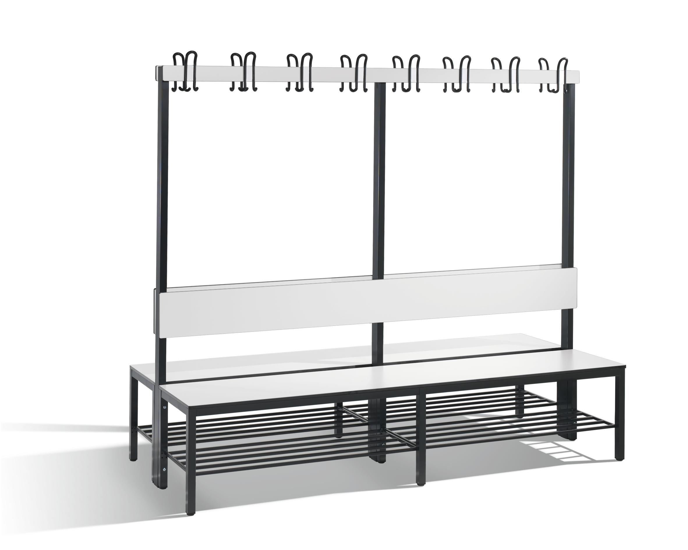 C+P Doppelseitige Garderobenbank mit Rückenlehne, Basic Plus, H1650xB1960xT760mm