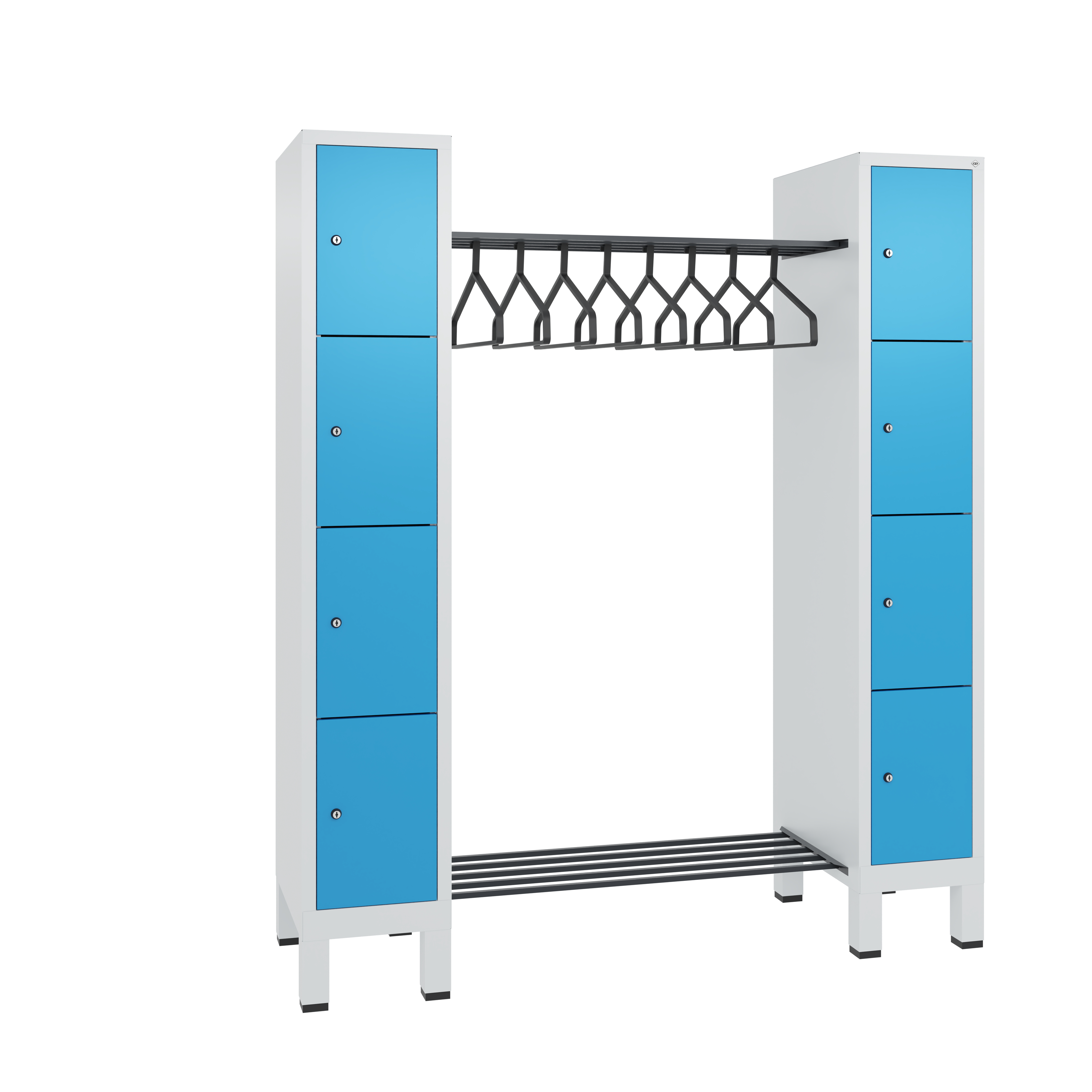 C+P Offene Garderobe Evolo, H1850xB1591xT500mm, 7035/5012