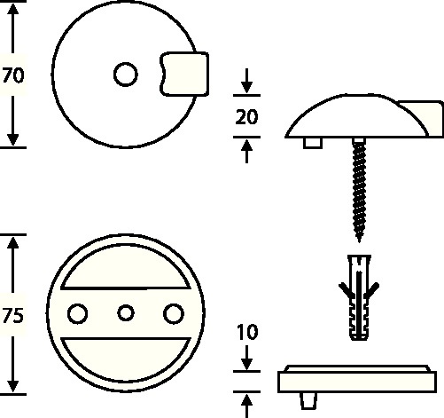 Bodentürpuffer 38 3884 D.70mm H.20mm Alu.naturf./F1 Dübelmontage FSB