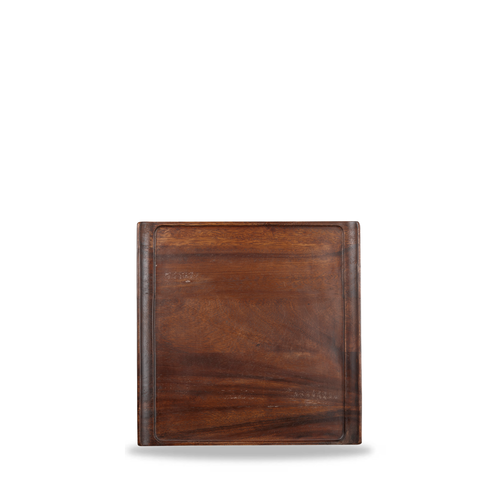 Alchemy Buffet Trays & Covers - Quadratisches Holztablett 30,3x30,3cm, 4 Stück, aus braunem Akazienholz, von Churchill