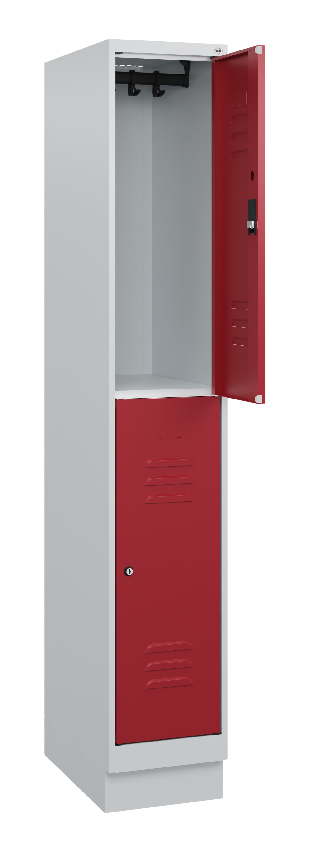 C+P Doppelstock-Spind Classic PLUS, Sockel, 1 Abteil, 1800x300x500mm, 7035/3003