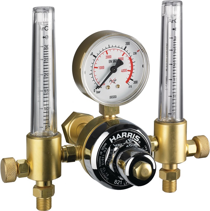 Flaschendruckminderer 821-F Argon/CO₂ 200bar Doppelflowmeter 30l/min