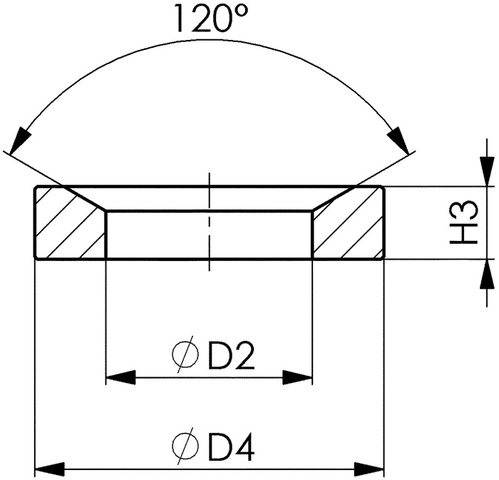 Kegelpfanne DIN 6319D f.Schrauben M30 Bohrungs-D.35mm Kegelwinkel 120Grad AMF