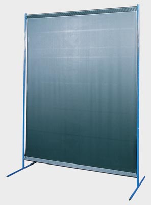 1-teilg. Schutzwand, mit Folienvorhangbespannung, S9, dunkelgrün, matt, DIN EN 25980, BxH 1450x1900 mm, Bodenfreiheit 100 mm