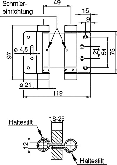 Pendeltürband VA Gr.29 L.75mm 15kg TS 18-25mm DENI