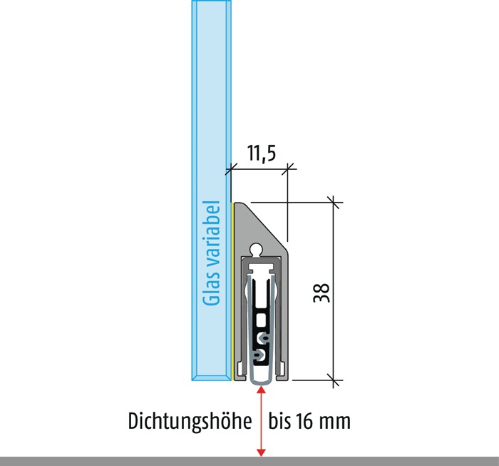 Türdichtung KG-SM-Set schmal 1-s.L.834mm Alu.silberf.GLT PLANET
