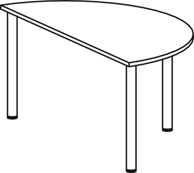 Konferenztisch, BxTxH 1600x800x720 mm, Halbkreis, 3-Fuß-Gestell, Platten-/Gestellfarbe ahorn/silber