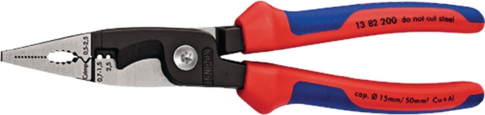 Elektroinstallationszange L.200mm pol.Mehrkomp.-Hülle o.Öffnungsf.KNIPEX