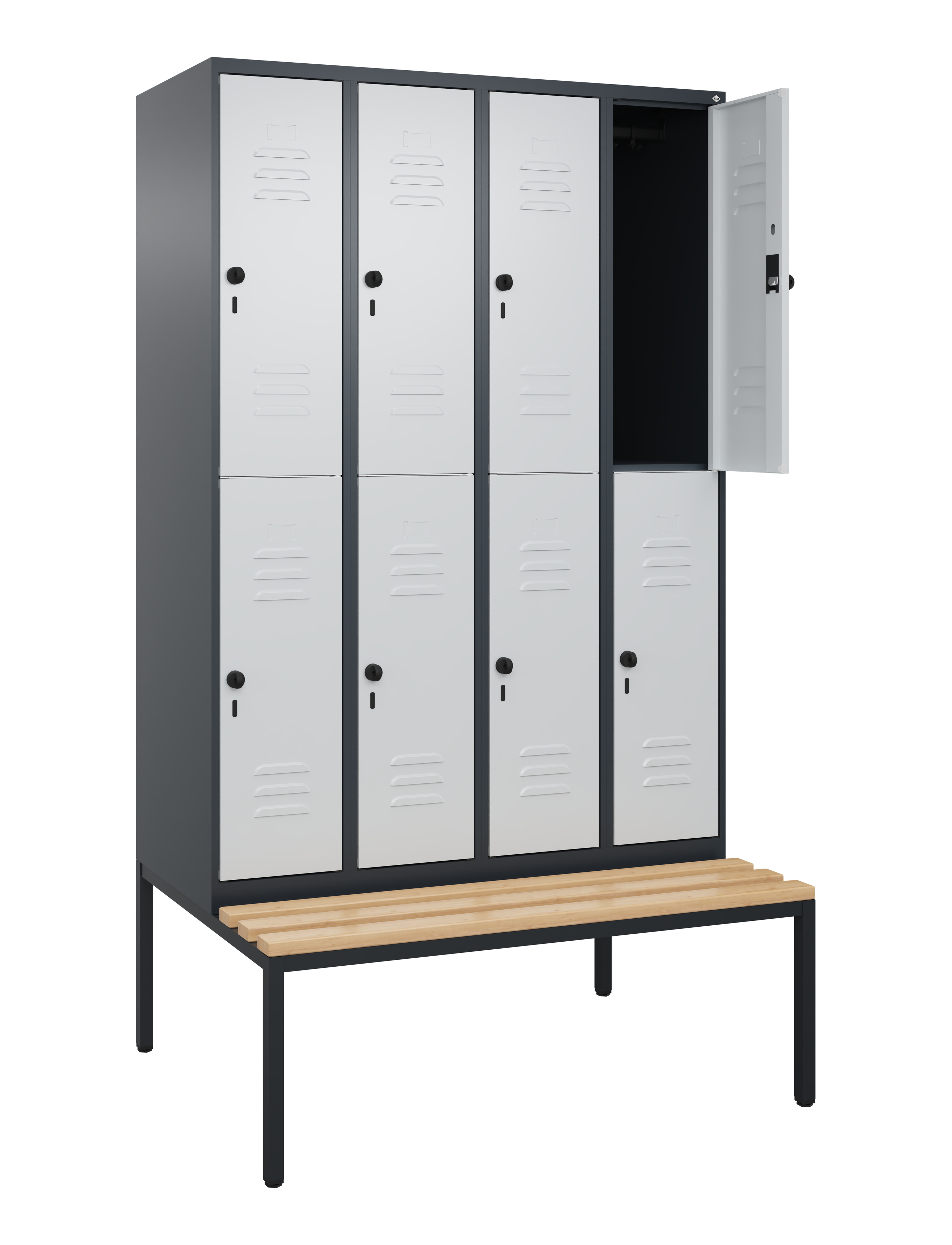 C+P Doppelstock-Spind Classic PLUS, Bank, 4 Abteile, 2120x1200x815mm, 7016/7035
