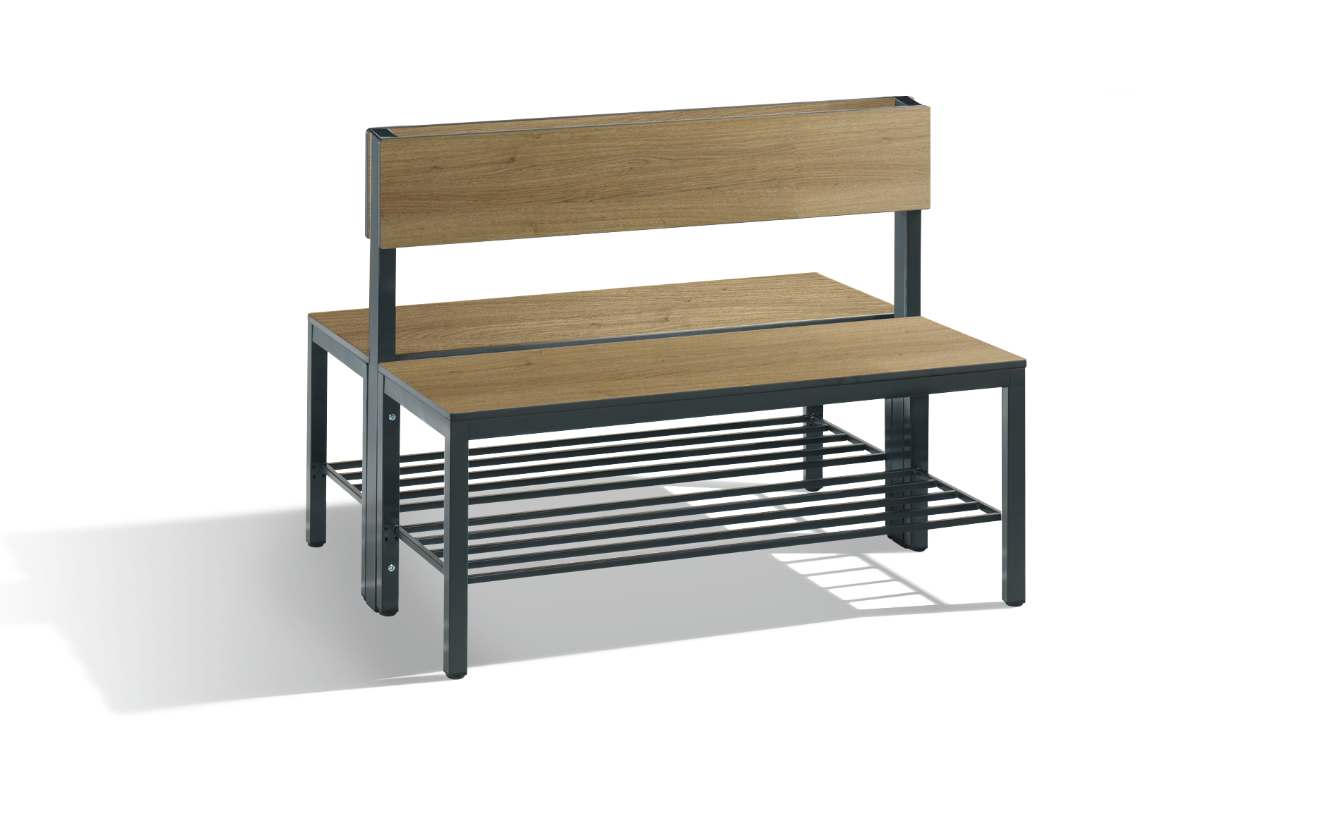 C+P Doppelseitige Sitzbank mit Rückenlehne, Basic Plus, H796xB1000xT760mm, 7021