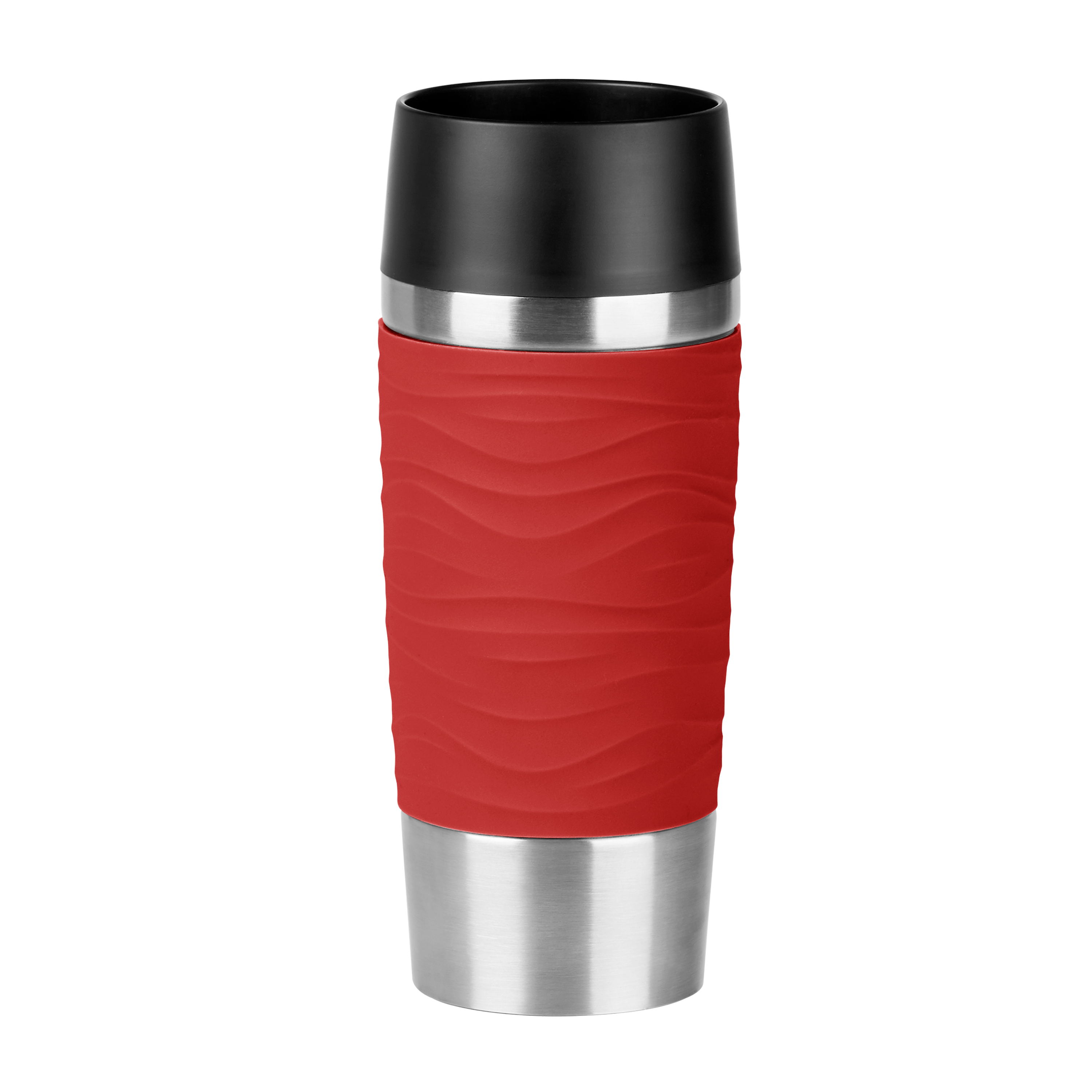 EMSA TRAVEL MUG Waves Isolierbecher, Quick Press, Rot, 0,36 L