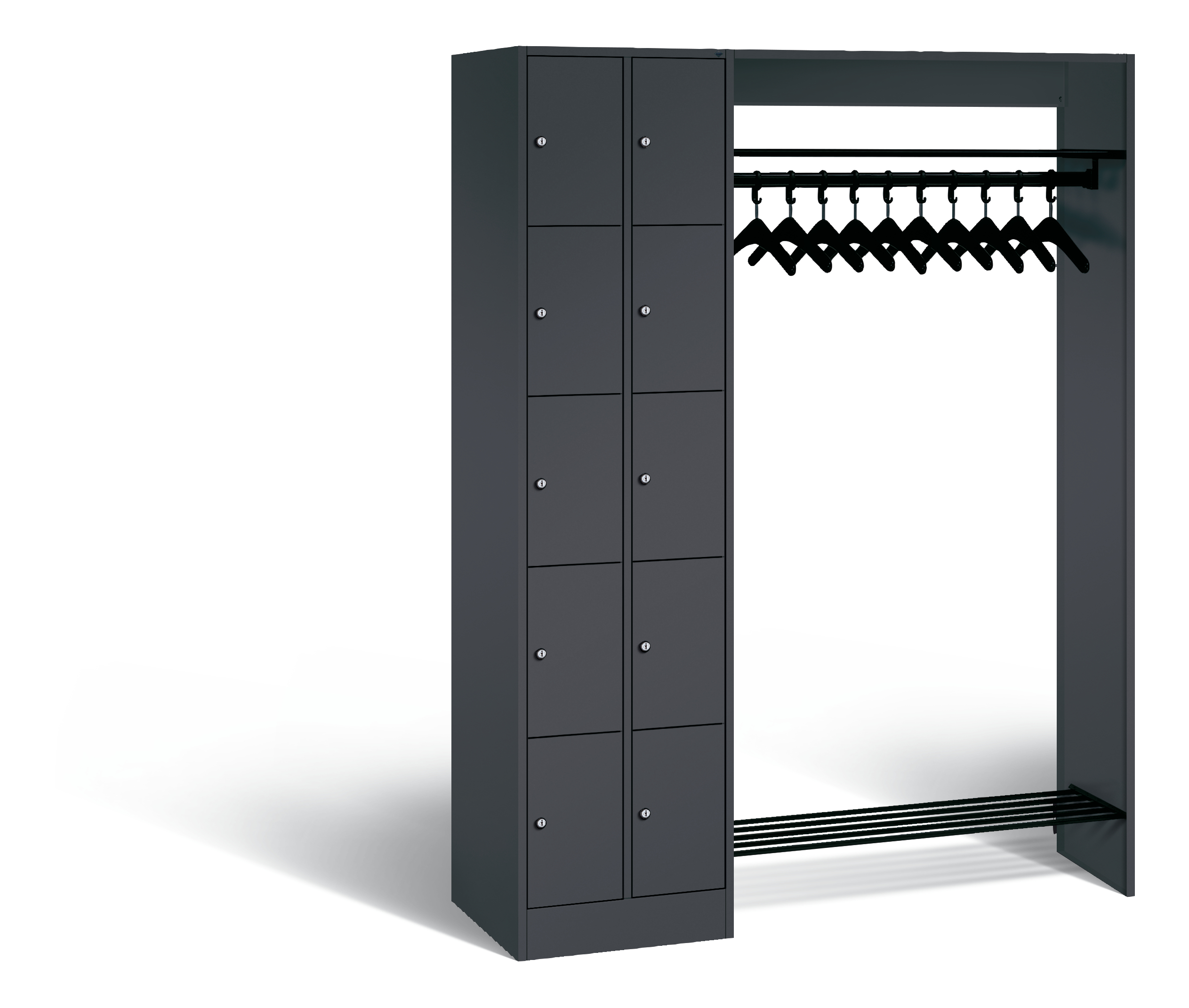 C+P Offene Garderobe, H1950xB1410xT480mm, 7016/7016