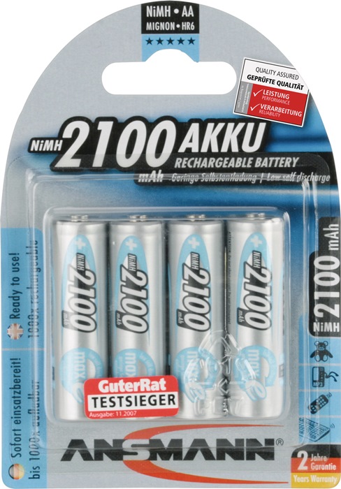 Akkuzelle maxE 1,2 V 2100 mAh R6-AA-Mignon HR6 4 4St./Blister ANSMANN