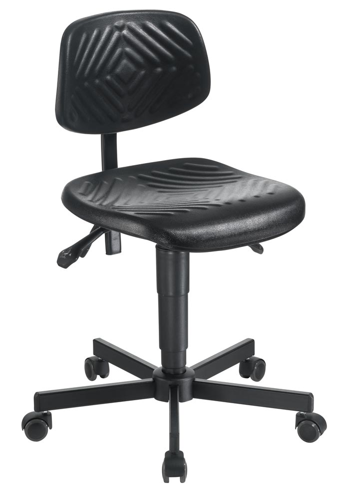 Arbeitsstuhl, Sitz- und Rückenlehne PU-Schaum, Sitz Höhe 500-640 mm, mit Rollen, Sitz BxT 450x440 mm