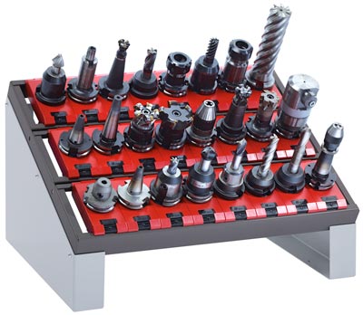 CNC-Tischständer mit Einsatzrahmen und Werkzeughalter, 15 Halter ISO-SK 50, RAL 5012