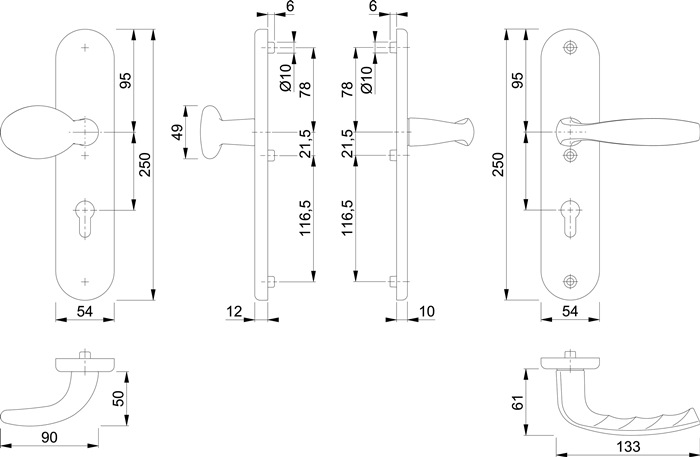 Schutzgarnitur NY 76G/3331/3410/1810H Alu.F1 92mm 67-72mm HOPPE