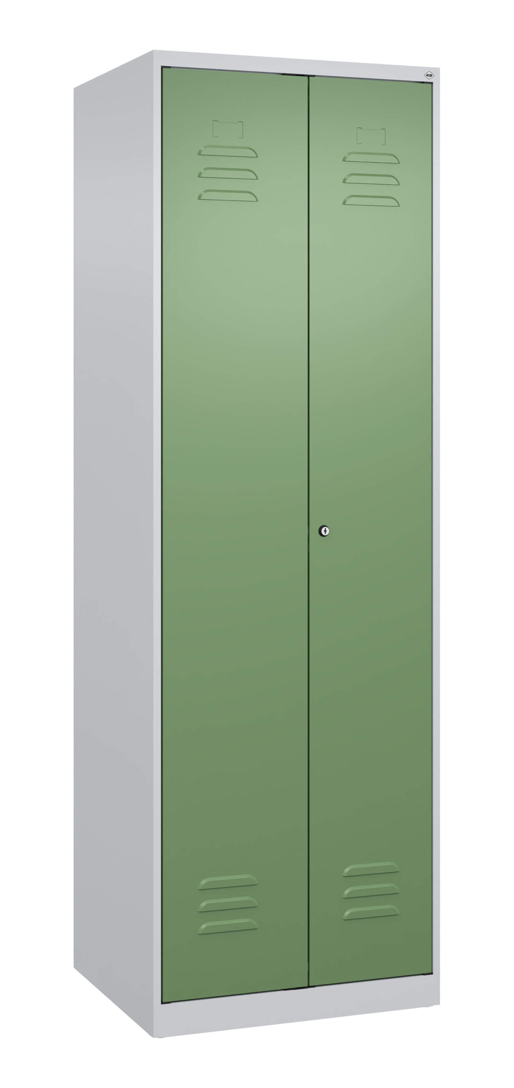 C+P Putzmittel-Spind Classic PLUS, 2 Abteile, 1850x600x500mm, 7035/6011