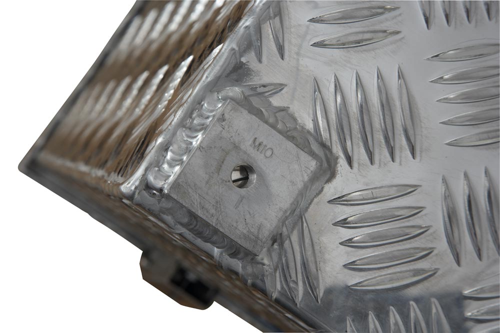 Aluminium Riffelblech-Box, BxTxH innen 1678x675x730/830 mm, mit Seitentüren und abgeschrägtem Deckel, Vol. 883