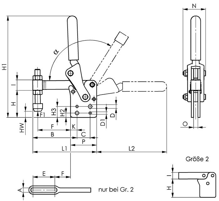 Senkrechtspanner Nr.6812P Gr.4 senkrechter Fuß schwer AMF