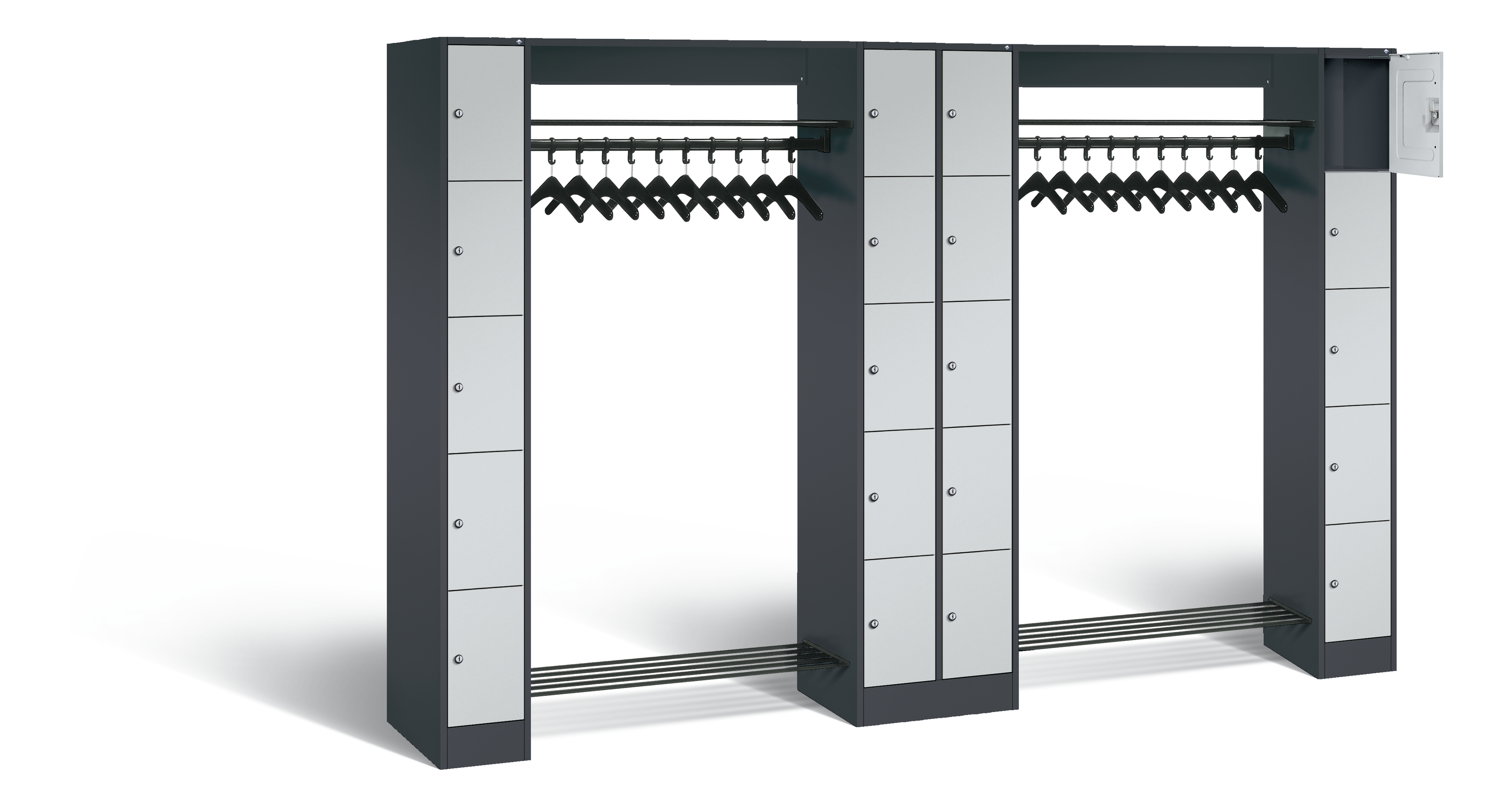 C+P Offene Garderobe Vesto, H1950xB2840xT480mm, 7016/7035