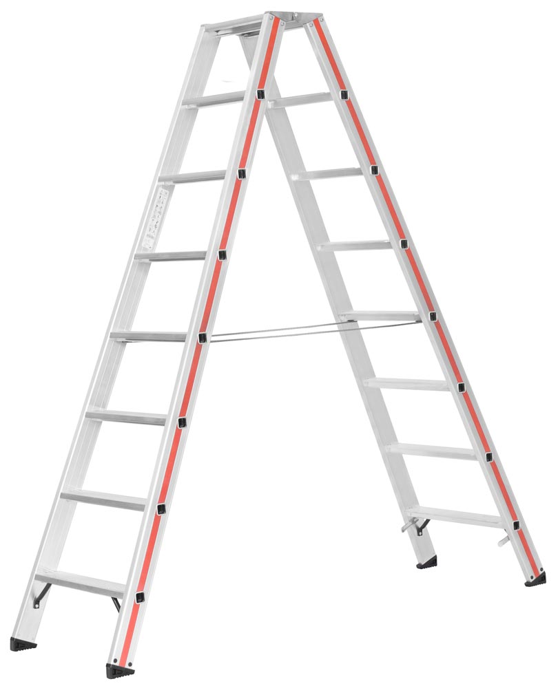 Stufen-Stehleiter, beidseitig begehbar, inkl. Spreizsicherung, Höhe 700 mm, 2x3 Stufen, Gewicht 4,6 kg