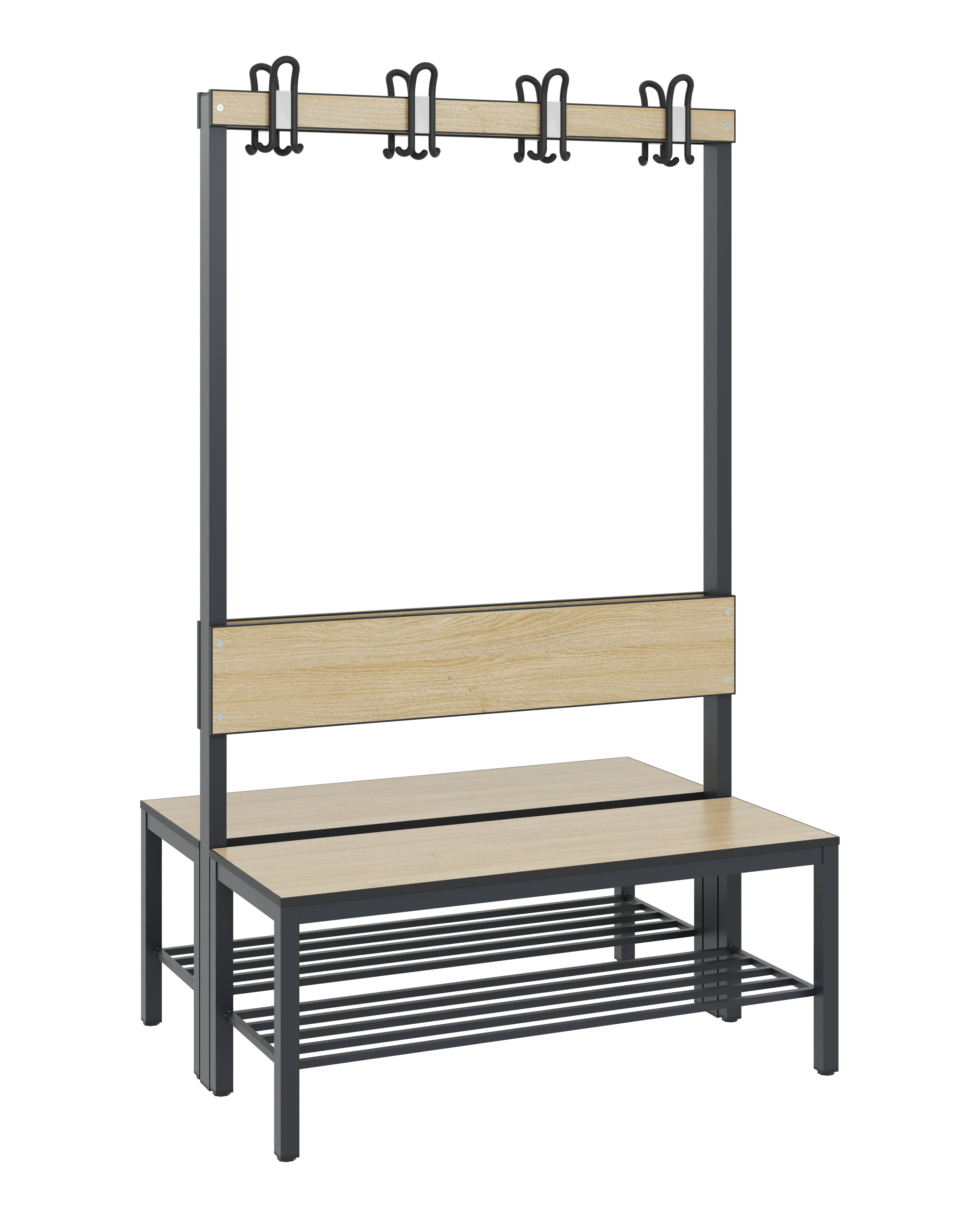 C+P Doppelseitige Garderobenbank mit Rückenlehne, Basic Plus, H1650xB1000xT760mm