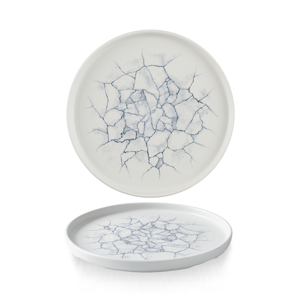 Churchill Super Vit Studio Prints Kintsugi Flache Teller mit Steilrand, stapelbar, 21 cm, 6 Stück, perlgrau, rund