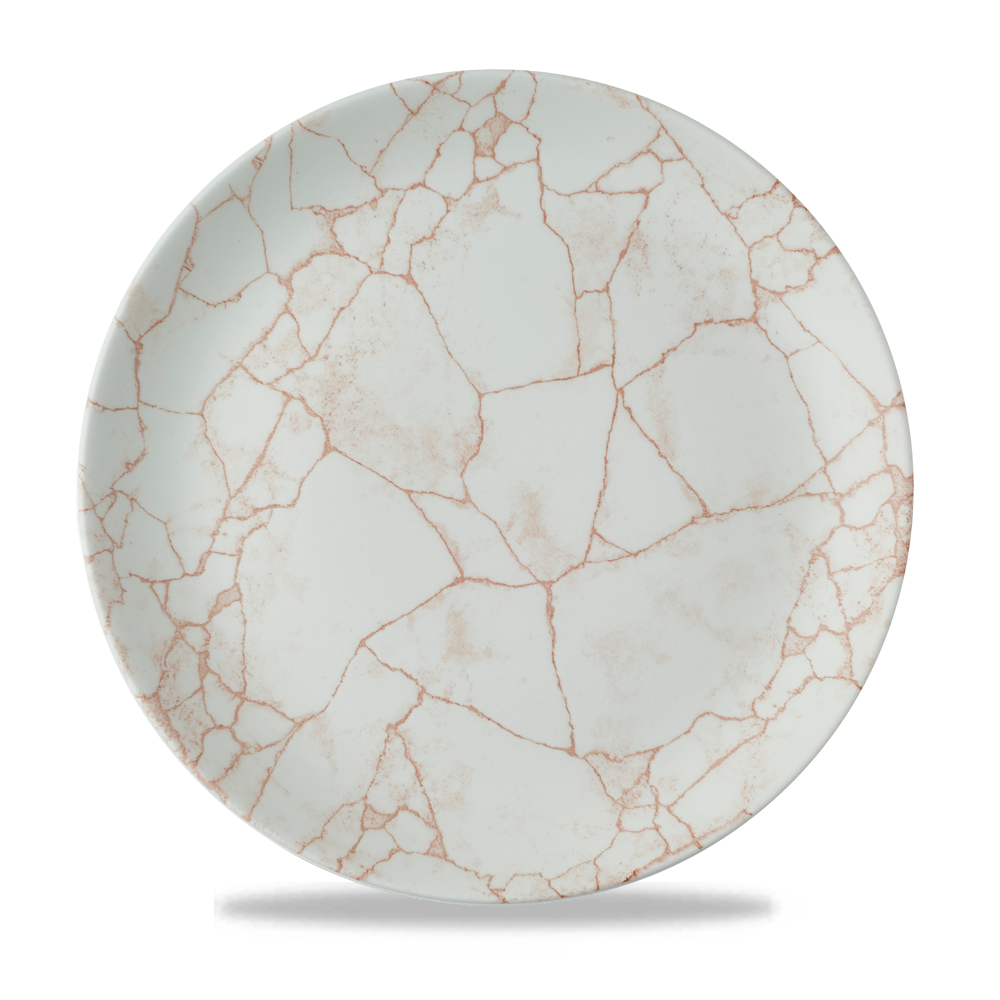 Churchill Super Vit Studio Prints Kintsugi Flache Coup Teller, 28,8 cm, 12 Stück, Koralle, Rund