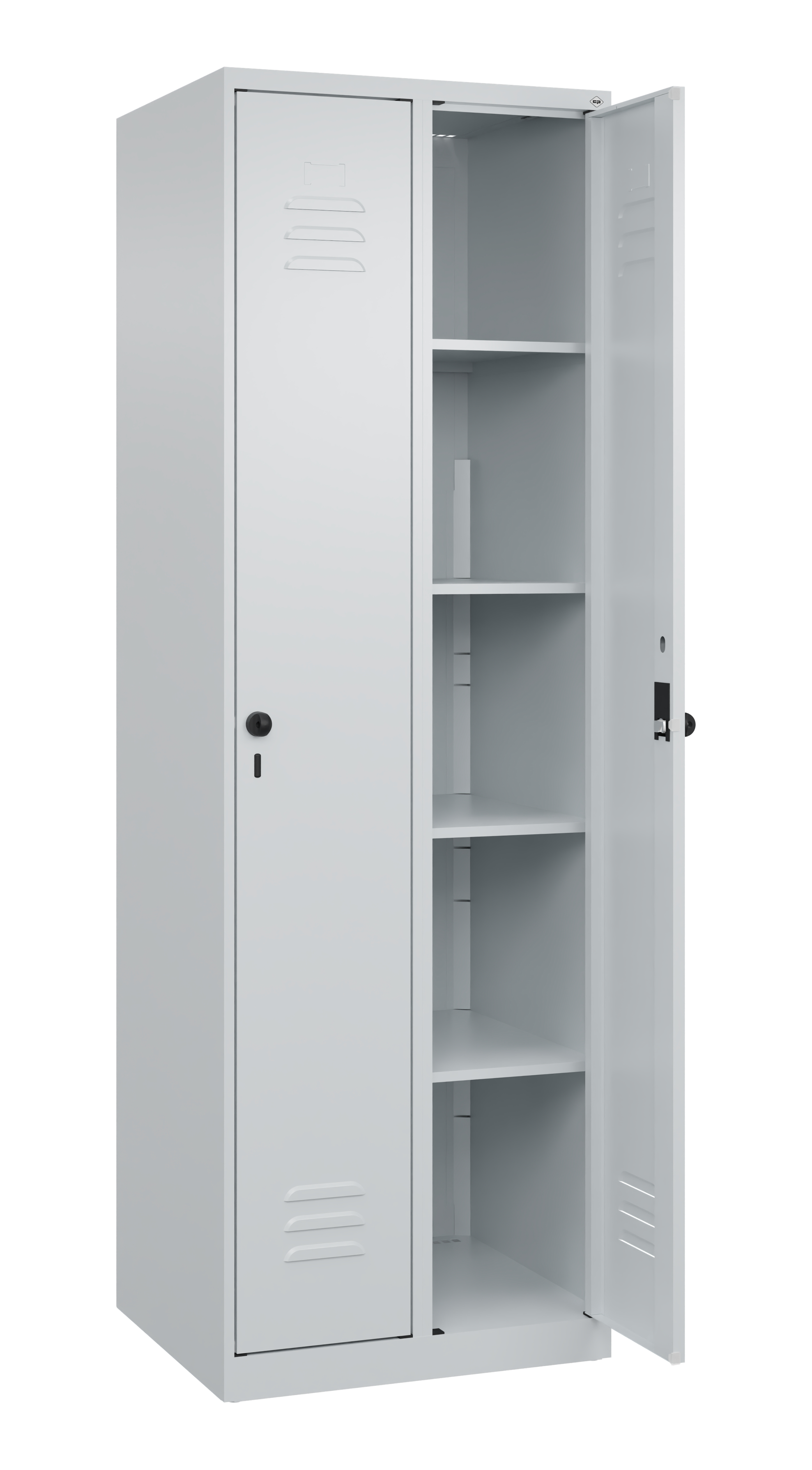 C+P Wäsche-Spind Classic PLUS, 2 Abteile, 1850x600x500mm, 7035/7035