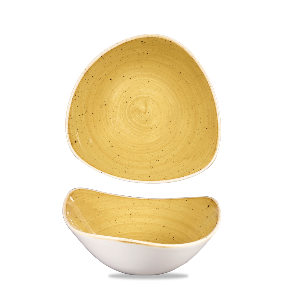 Churchill Super Vitrified Stonecast Mustard Bowl Dreieck, 18,5 cm / 37 cl, 12 Stück, Senfsamen Gelb
