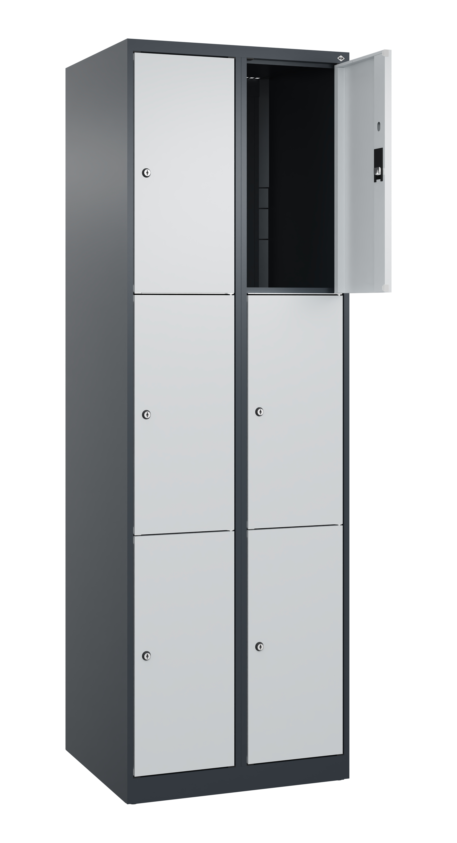 C+P Schließfachschrank Classic PLUS, 2 Abteile, 1850x600x500mm, 7016/7035
