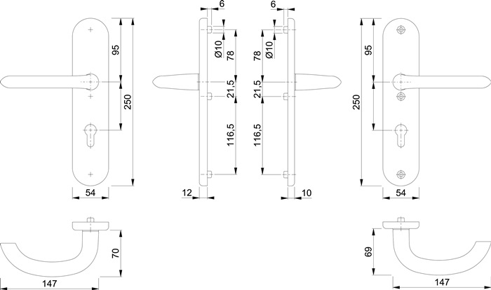 Schutzgarnitur Mar.1138/3331/3410 Alu.F1 72mm 41-46mm HOPPE