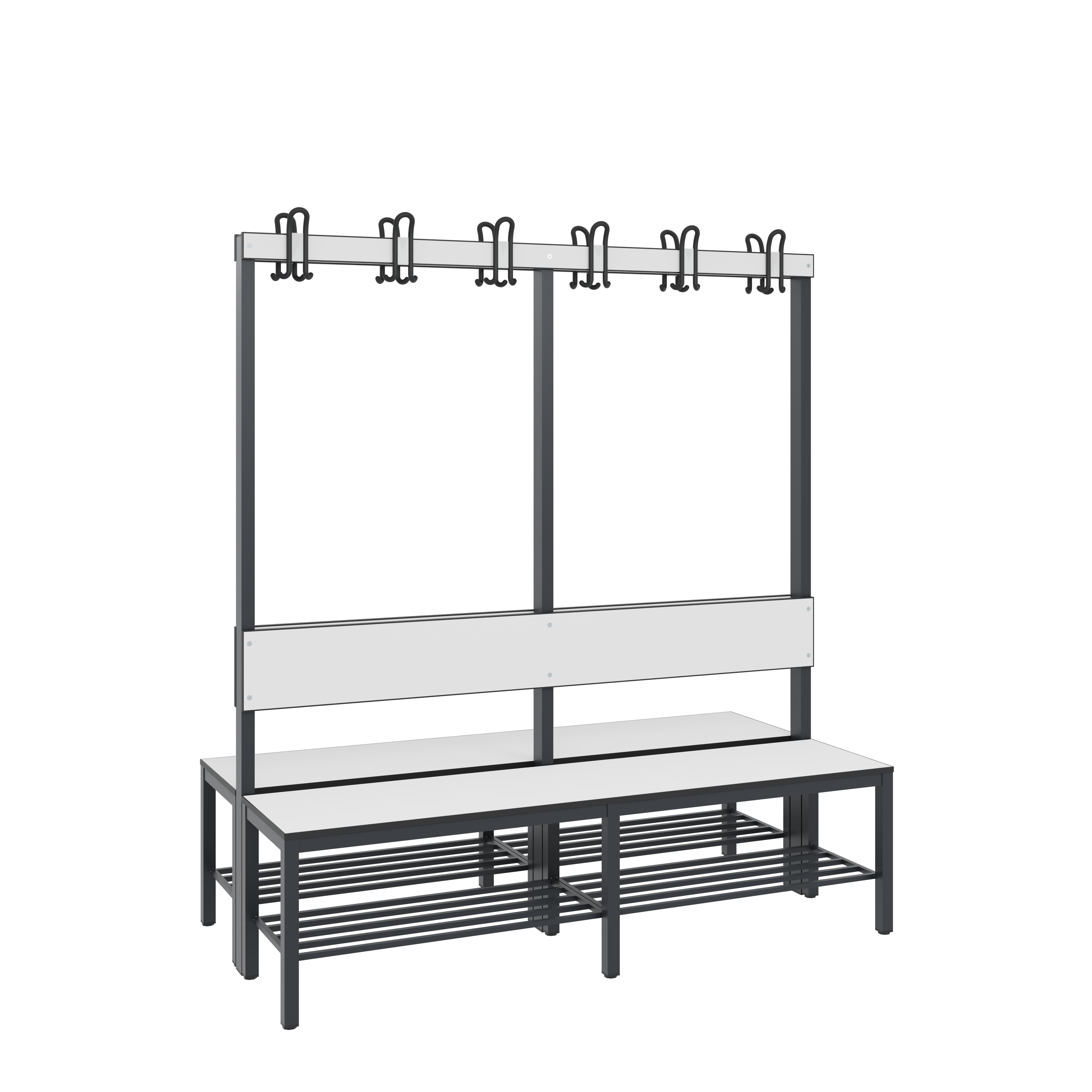 C+P Doppelseitige Garderobenbank mit Rückenlehne, Basic Plus, H1650xB1500xT760mm