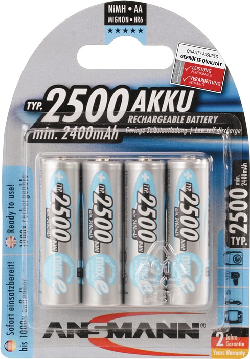 Akkuzelle maxE 1,2 V 2500 mAh R6-AA-Mignon HR6 4 4St./Blister ANSMANN