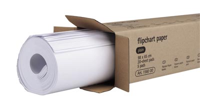Flipchart-Papier, holzfrei weiß, chlorfrei gebleicht, Papierstärke 80 g/qm, Blattformat 650x980 mm, blanko, VE 5 Blöcke, Mindestabnahme 2 VE