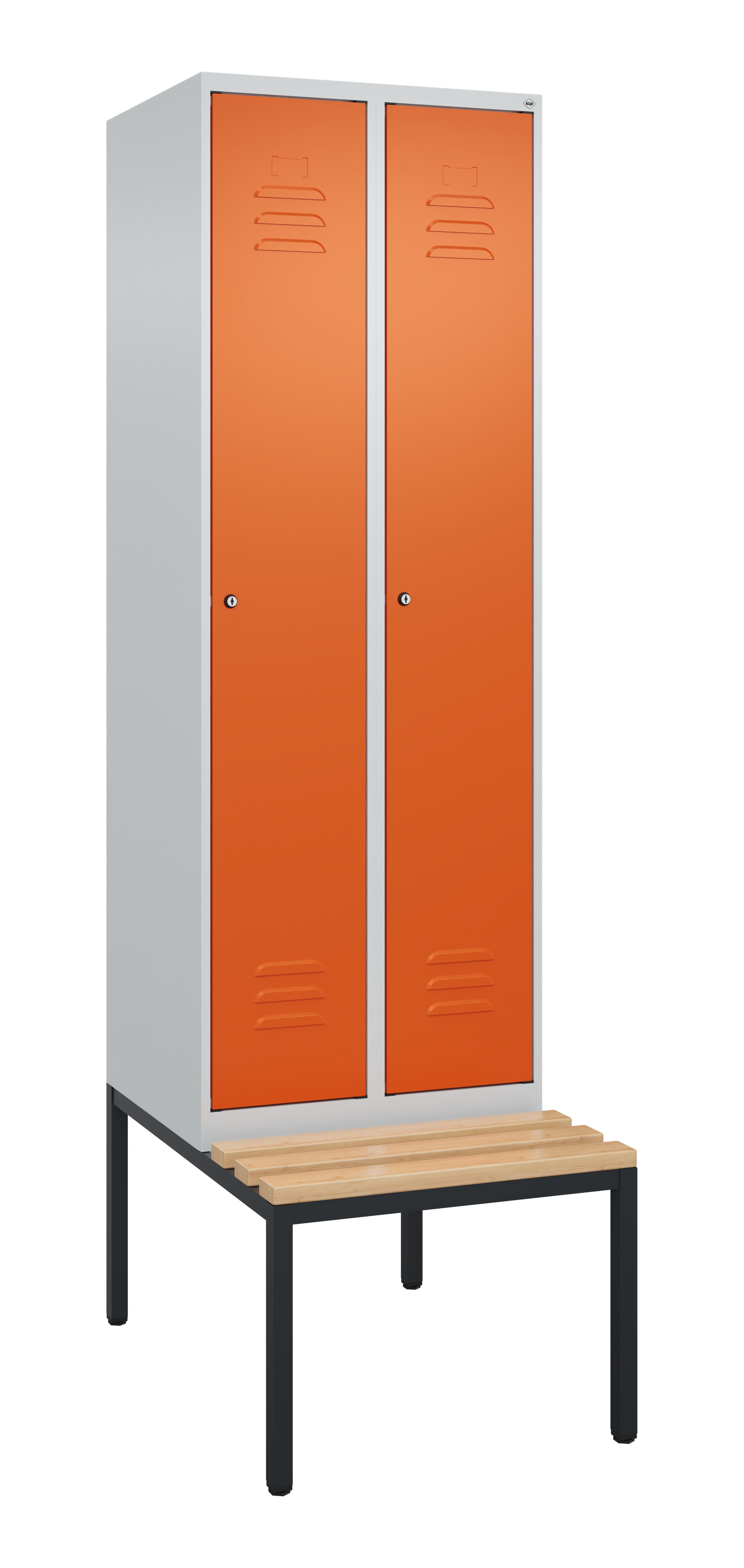 C+P Spind Classic PLUS, Bank, 2 Abteile, 2120x600x815mm, 7035/2004