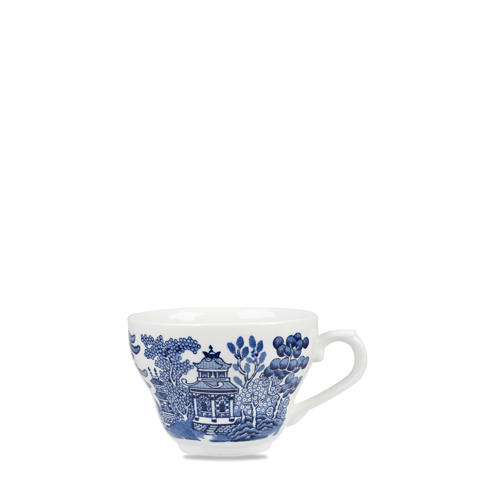 Churchill Super Vitrified Vintage Prints Blue Willow Georgian Tee/Kaffee Tasse 19,8Cl, 12 Stück, Blauer Weidenbaum, Rund
